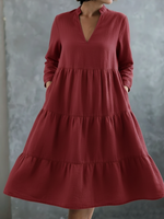 Elegant Multi-layered Hem Linen Dress