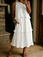 Casual Loose-fitting Linen And Cotton Sleeveless Dress