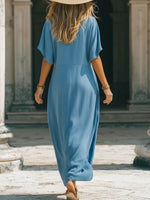 Twist V-neck Vacation Style Long Dress