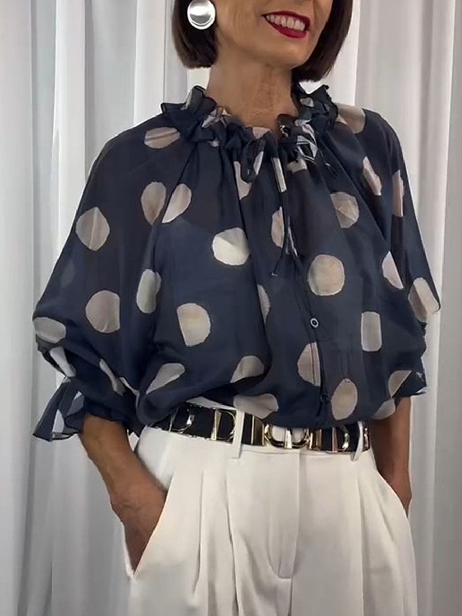 Women's Elegant Polka Dot Print Casual Top