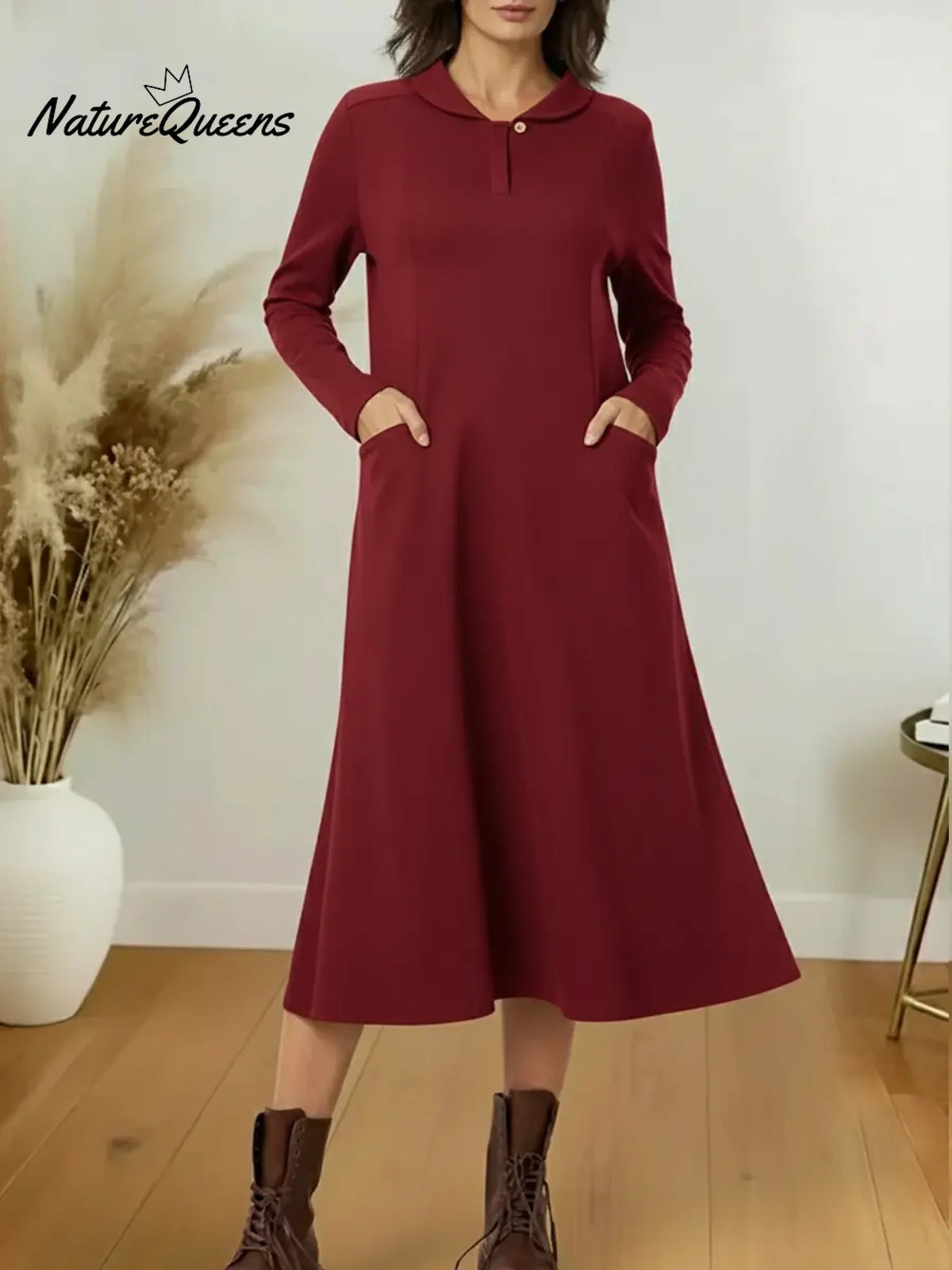 Women's Cozy Long-sleeved Cotton Dress