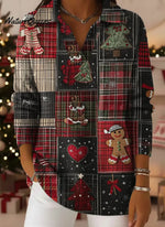 Women's VintageChristmasArt Print Casual Sweater