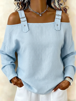 Casual Shoulder Straps Linen-cotton Shirt Top