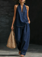 Cozy Minimalist Two-piece Denim Set