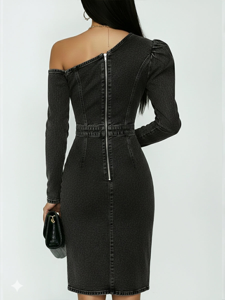 Casual Off-the-shoulder Denim Dress