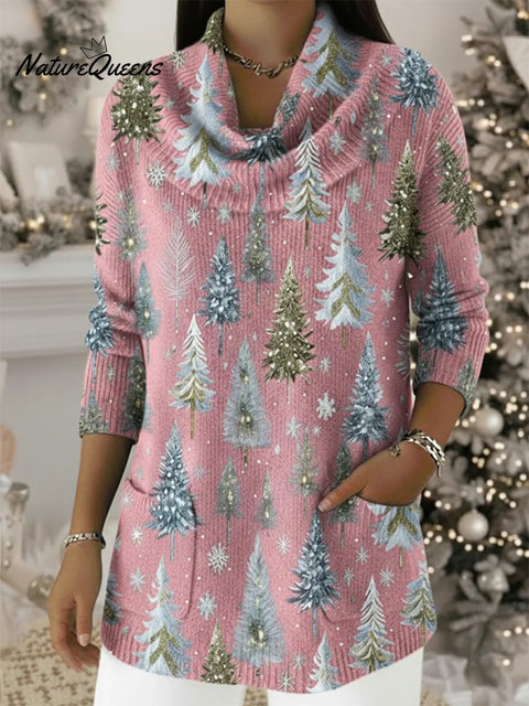 Winter Secrets Christmas Cowl Collar Knit Sweater