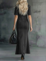 Casual Zippered Denim Fishtail Dress