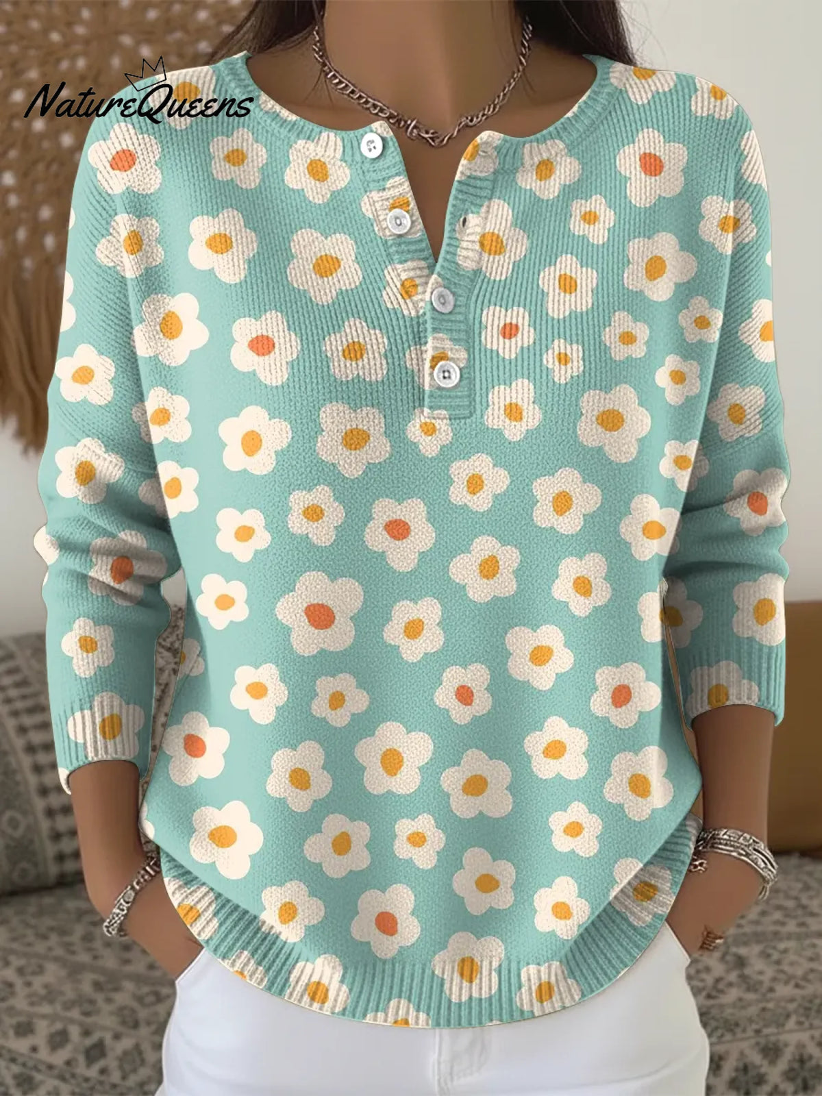 Women's Cute Little Flower Casual Sweater