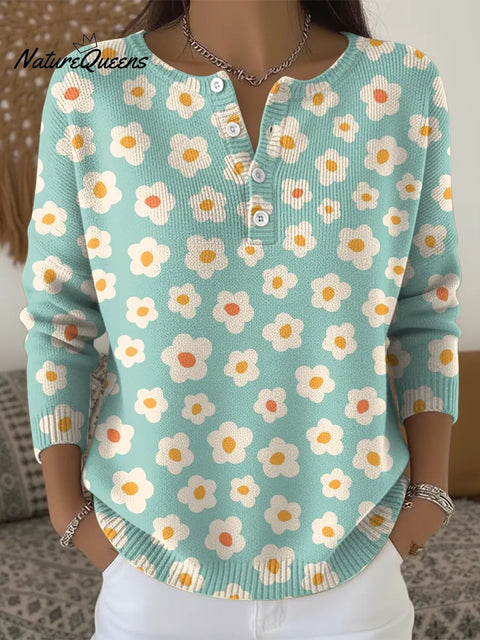 Women's Cute Little Flower Casual Sweater