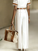Elegant Artistic Striped Wide-leg Pants