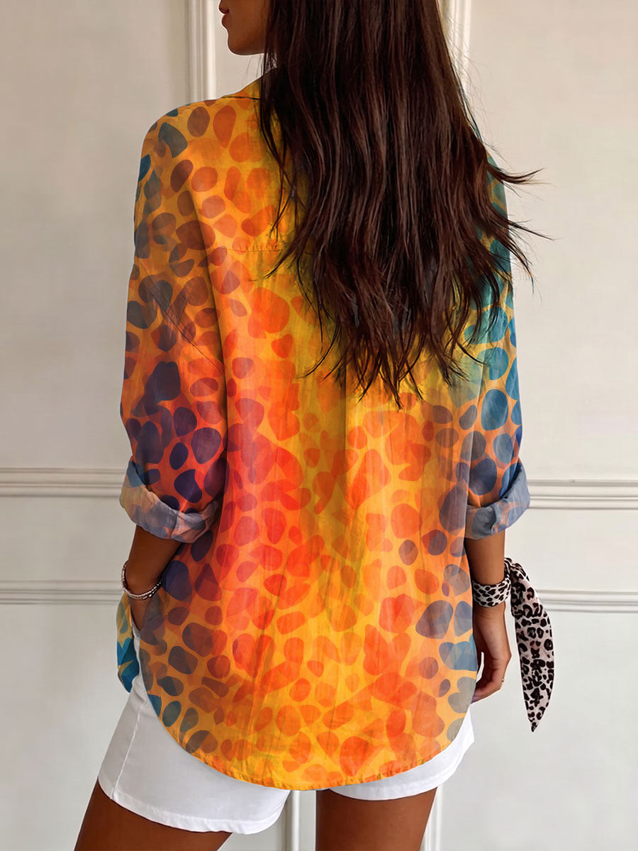 Women's Gradient Art Print Casual Shirt