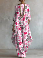 Elegant Pink Leopard Print Two-piece Set