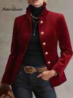 Women's Vintage Velvet Gold Button Jacket