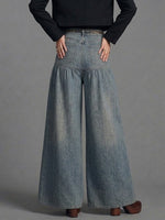 Retro Striped Print Wide-leg Jeans