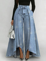 Women's Vintage Pattern Art Print Casual Denim Jeans