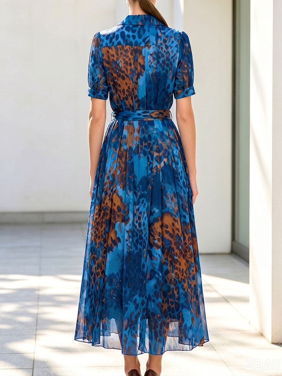 Women's Elegant Leopard Print Maxi Dress