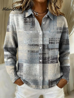 Women's Mottled Vintage Printed Collared Sweater