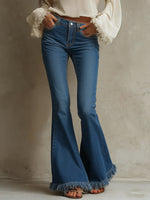 Casual Fringed Flared Jeans