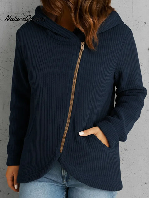 Cozy Corduroy Zip-up Hooded Jacket