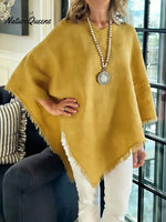 Women's Solid Color V-neck Casual Loose Cotton And Linen Fringed Shawl