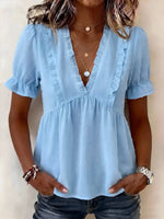 French-style Gentle V-neck Short-sleeve Top