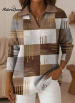 Women's Geometric Art V-neck Sweater