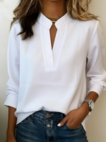 Minimalist V-neck Cotton Shirt Top