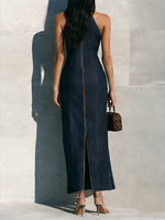Slim-fit Sleeveless Denim Dress