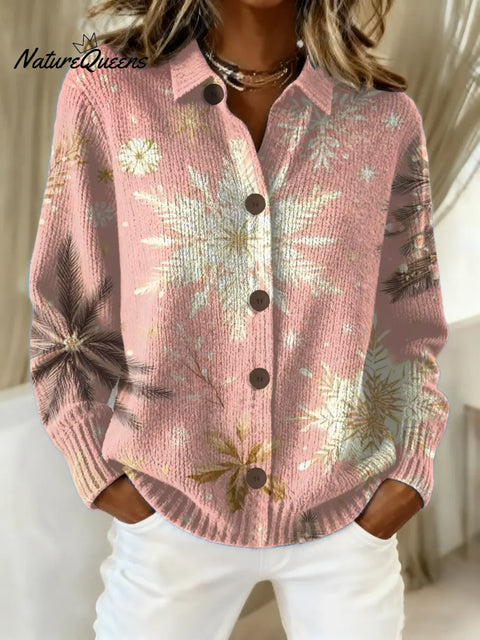 Women's Snowflake Pattern Art Print Casual Sweater