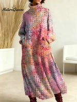 Women's Vintage Pattern Art Print Casual Cotton Knitted Dress