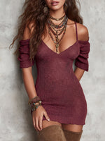 Sexy & Cozy Off-shoulder Knitted Mini Dress