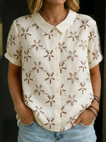 3d Embroidered Short-sleeved Cotton Shirt