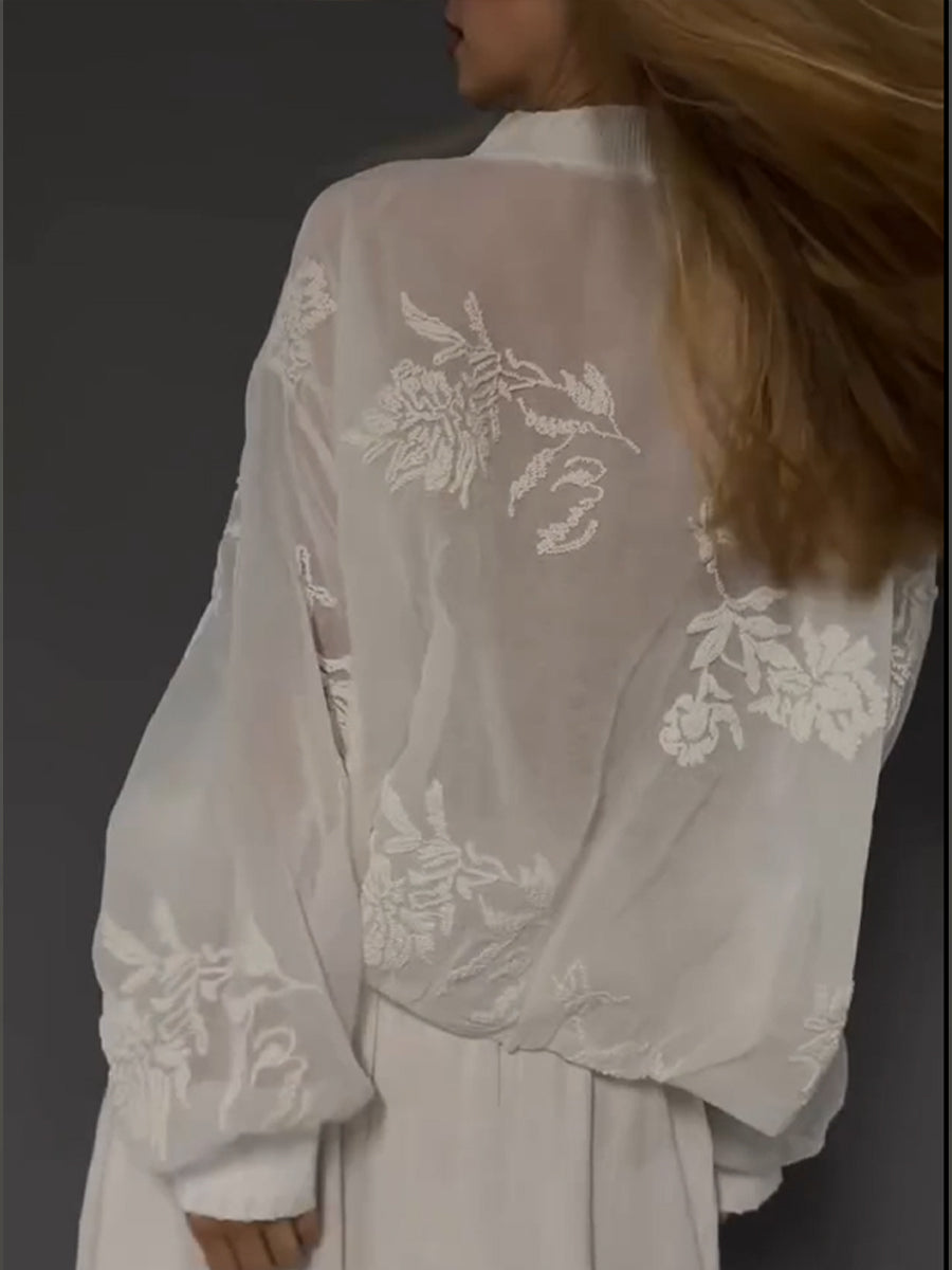 Loose-fit Casual Sheer Zip Jacket
