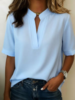 Minimalist Basic Loose Cotton And Linen Short-sleeved Shirt