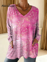 Women's Shiny Pattern Art Print Casual Cotton T-shirt