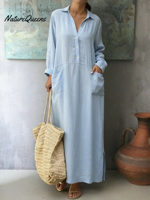 Women's Loose-fitting Casual Linen And Cotton Dress