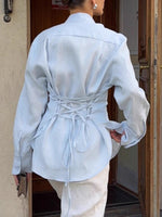 Women's Ribbon Cardigan Cotton Linen Top