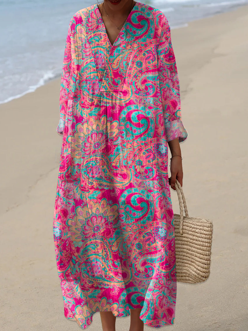 Women's Cashew Flower Print Casual Dress