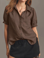 Women's Lapel Solid-color Short-sleeve Top