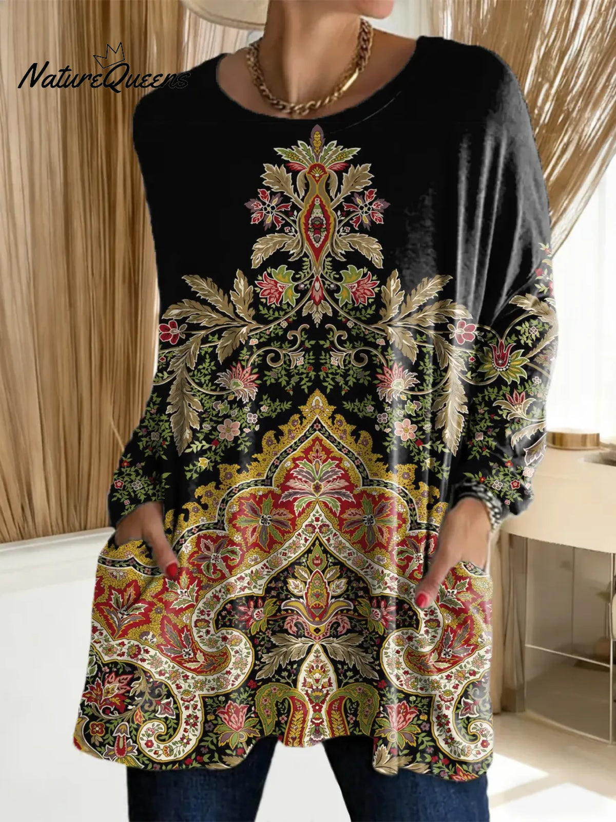 Women's Floral Pattern Art Print Casual Cotton T-shirt