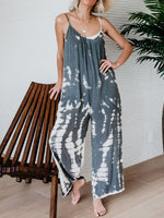 Casual Artistic-print Linen And Cotton Jumpsuit