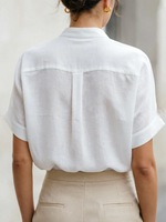 Minimalist & Cozy Stand-collar Button-up Cotton-linen Shirt