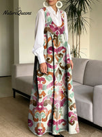 Women's Retro Colorful Pattern Art Print Casual Cotton Denim Dress