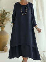 Elegant Double-layered Hem Denim Dress