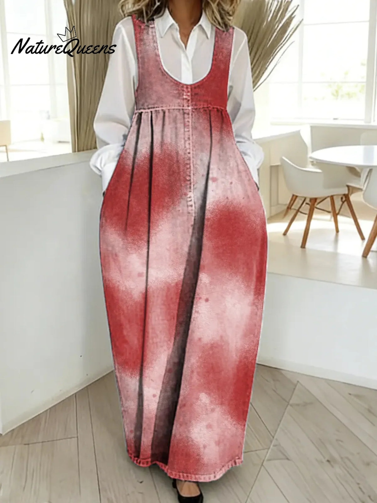 Women's Valentine's Day Heart Pattern Art Print Casual Cotton Denim Dress