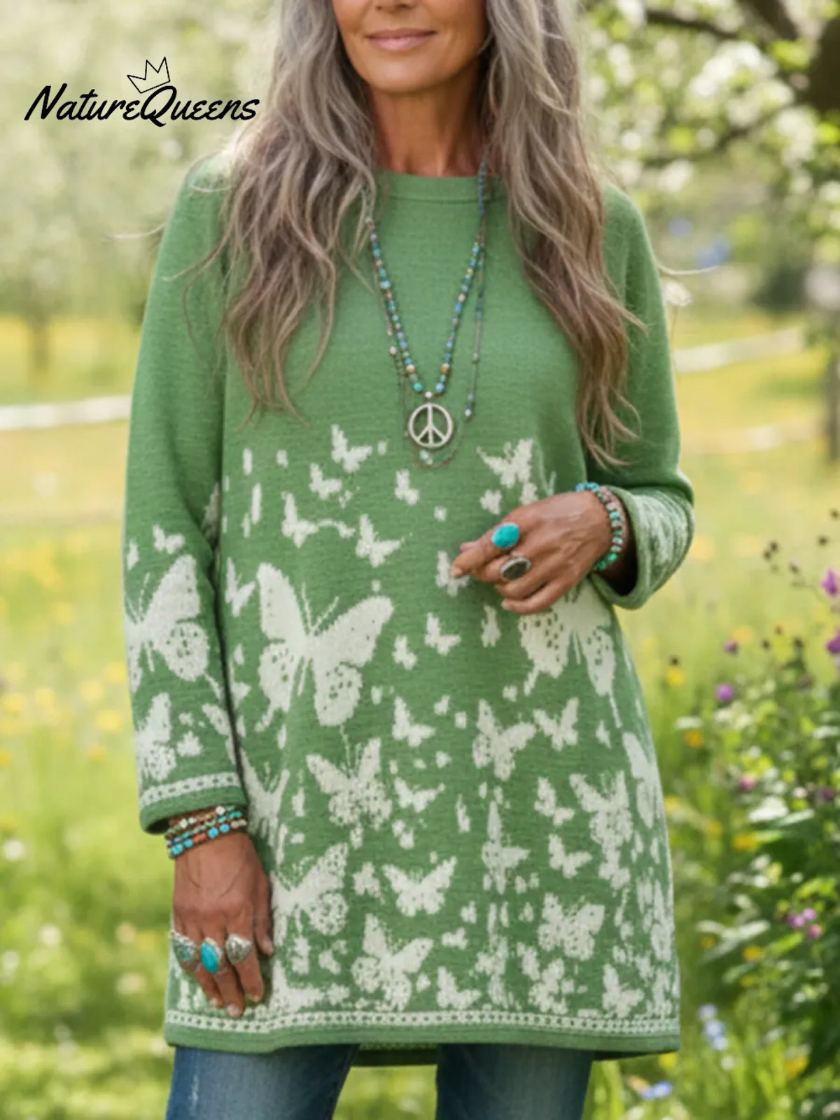 Butterfly Valley Crew Neck Loose-fitting Sweatshirt