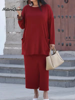 Women's Comfortable Stretch Top And Skirt Two-piece Set