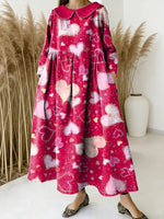 Women Love Pattern Art Print Casual Denim Dress