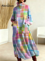 Women's Geometric Pattern Art Print Casual Cotton Knitted Dress