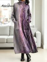 Women's Gradient Stripes Print Casual Cotton Knitted Dress